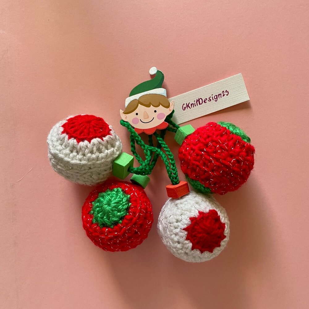Handmade Christmas Ornaments, Crochet Holiday Decor, Christmas Tree Ball